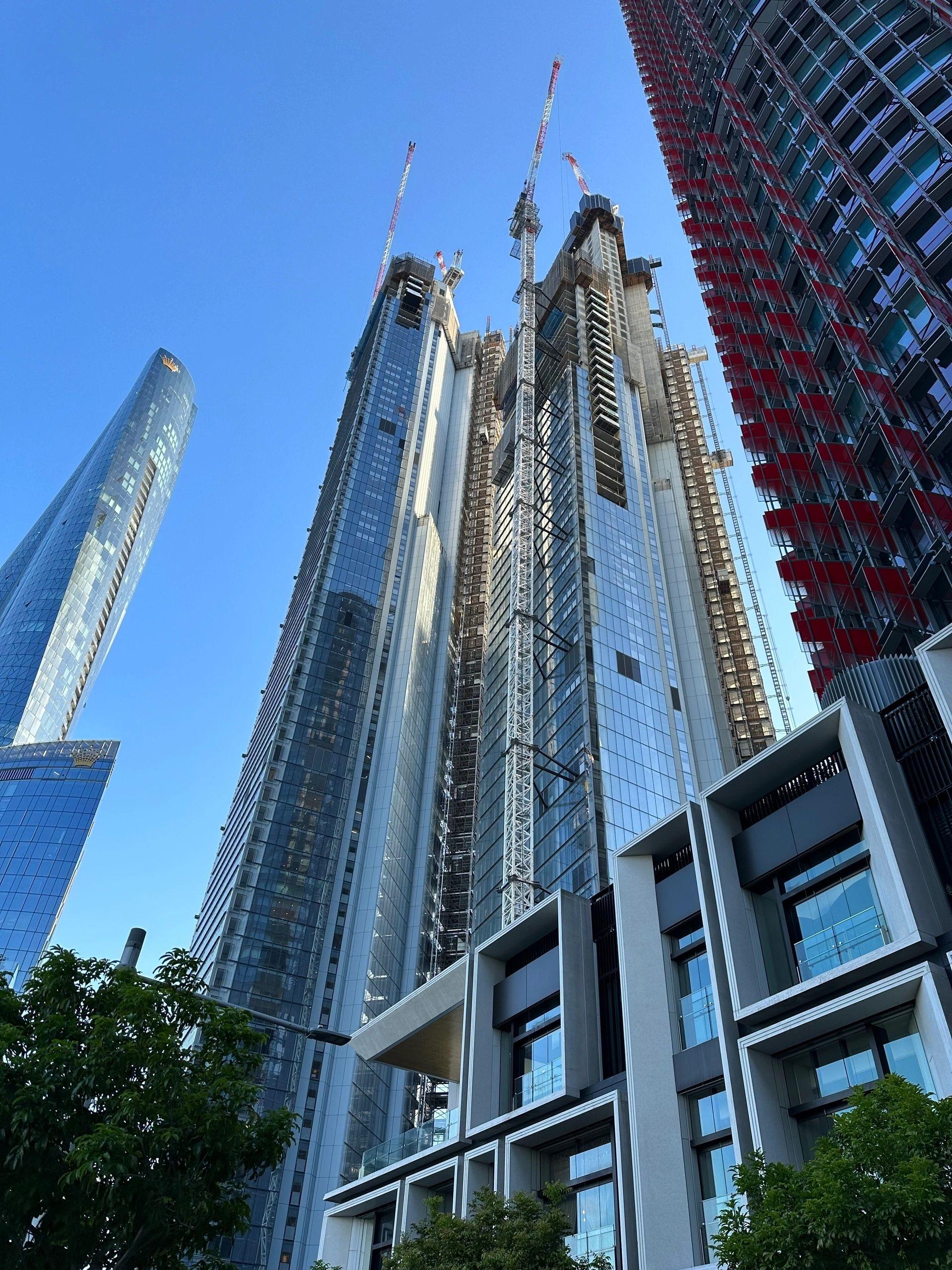 High-rise facade under construction